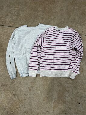 Men's Lightweight Crewneck Sweater - Heather Gray & Purple Stripe